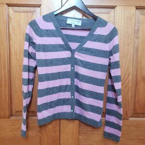 maria di ripabianca 100% cashmere pink grey stripe cardigan preppy Med Italy